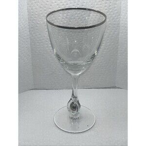 Atlas Crystal Platinum Trim Ball Stem Water Goblets Czechoslovakia Josef Stanik